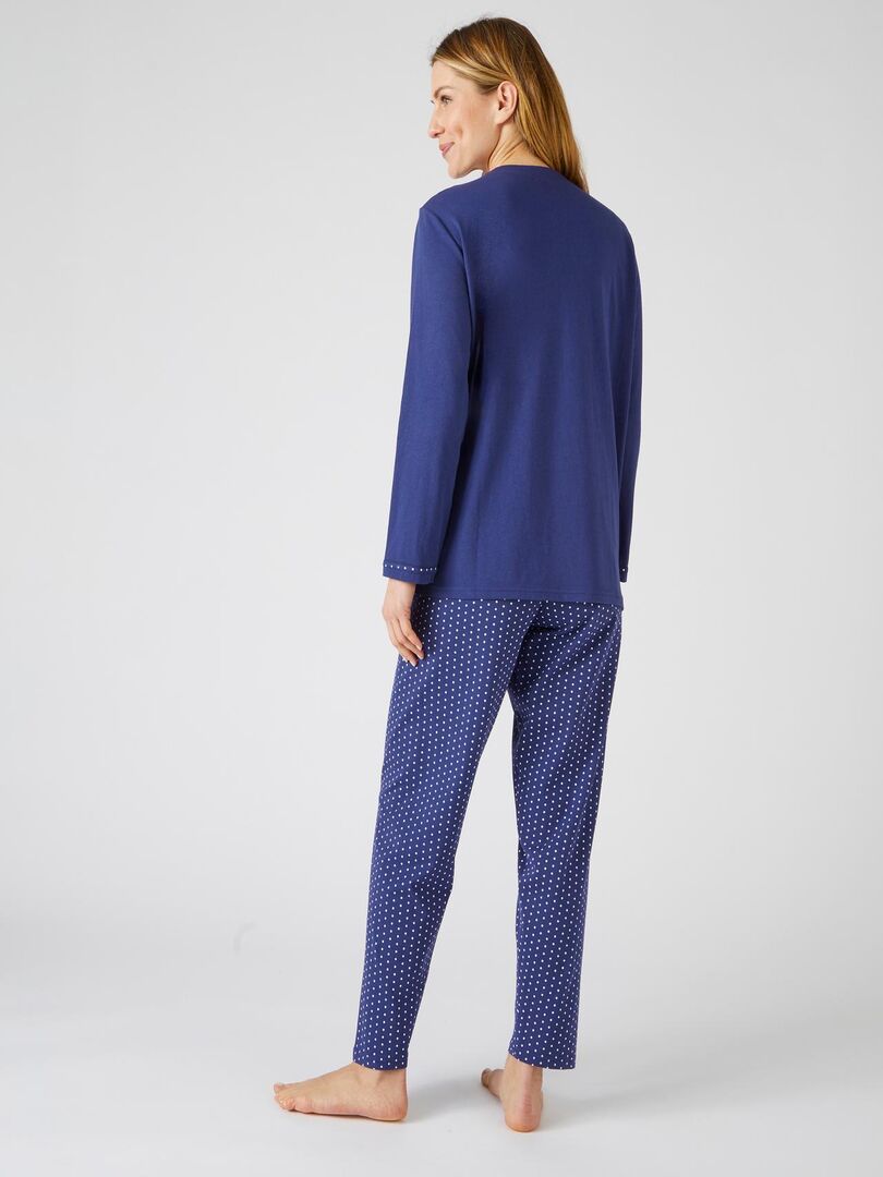 Pyjama Maille Jersey Coton Peign Damart Bleu Nuit Kiabi Nu