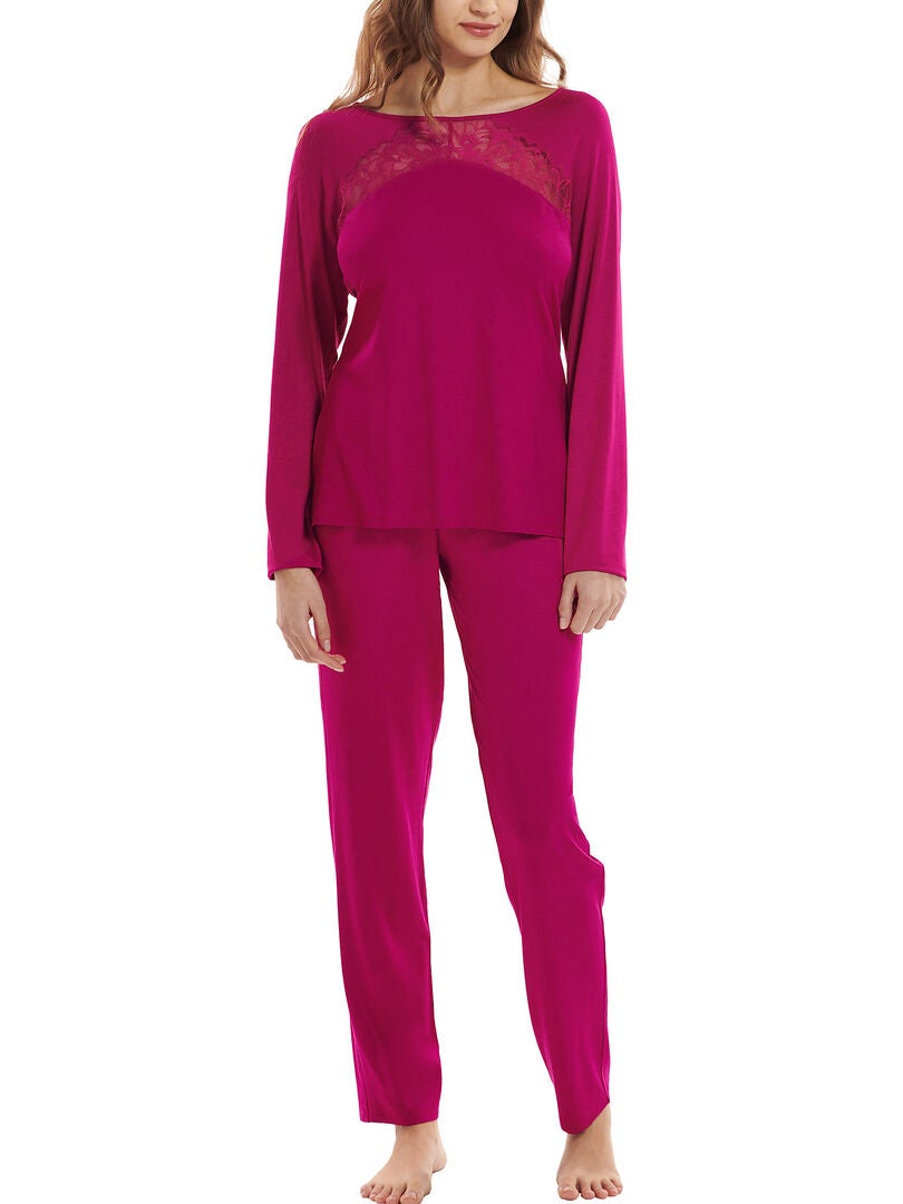 Pyjama Pantalon Top Manches Longues Karin Violet Kiabi