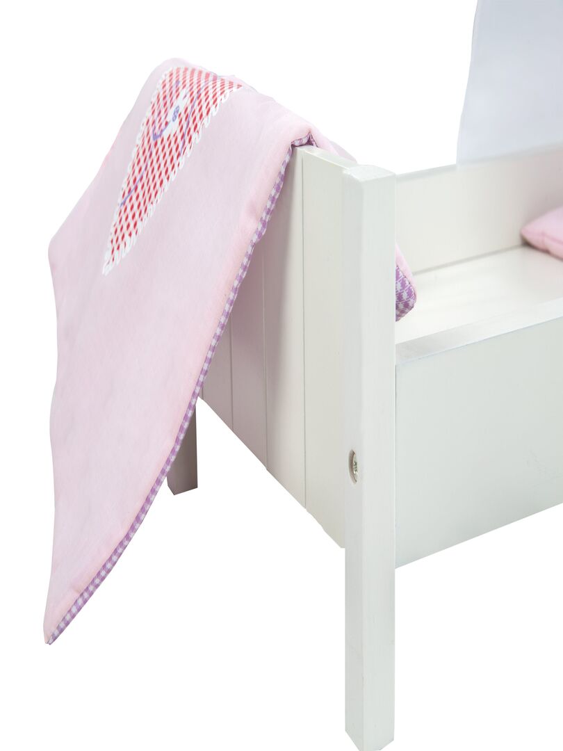 Roba Lit Pour Poup E En Bois Fienchen Inclus Textile Rose Laqu