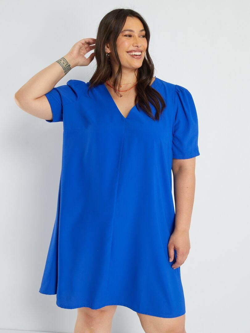 Robe Courte Encolure V Bleu Kiabi 13 50