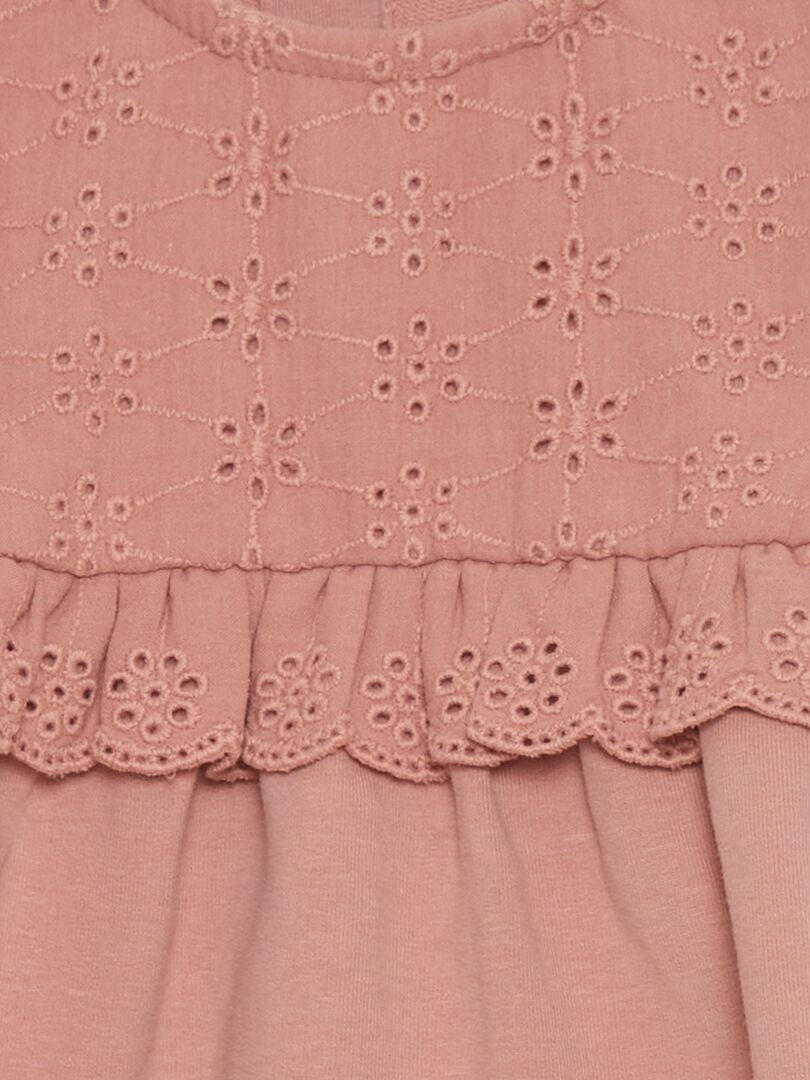 Robe En Molleton Avec Broderie Anglaise Rose Kiabi