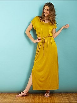 Robe manches courtes longue et ample en maille