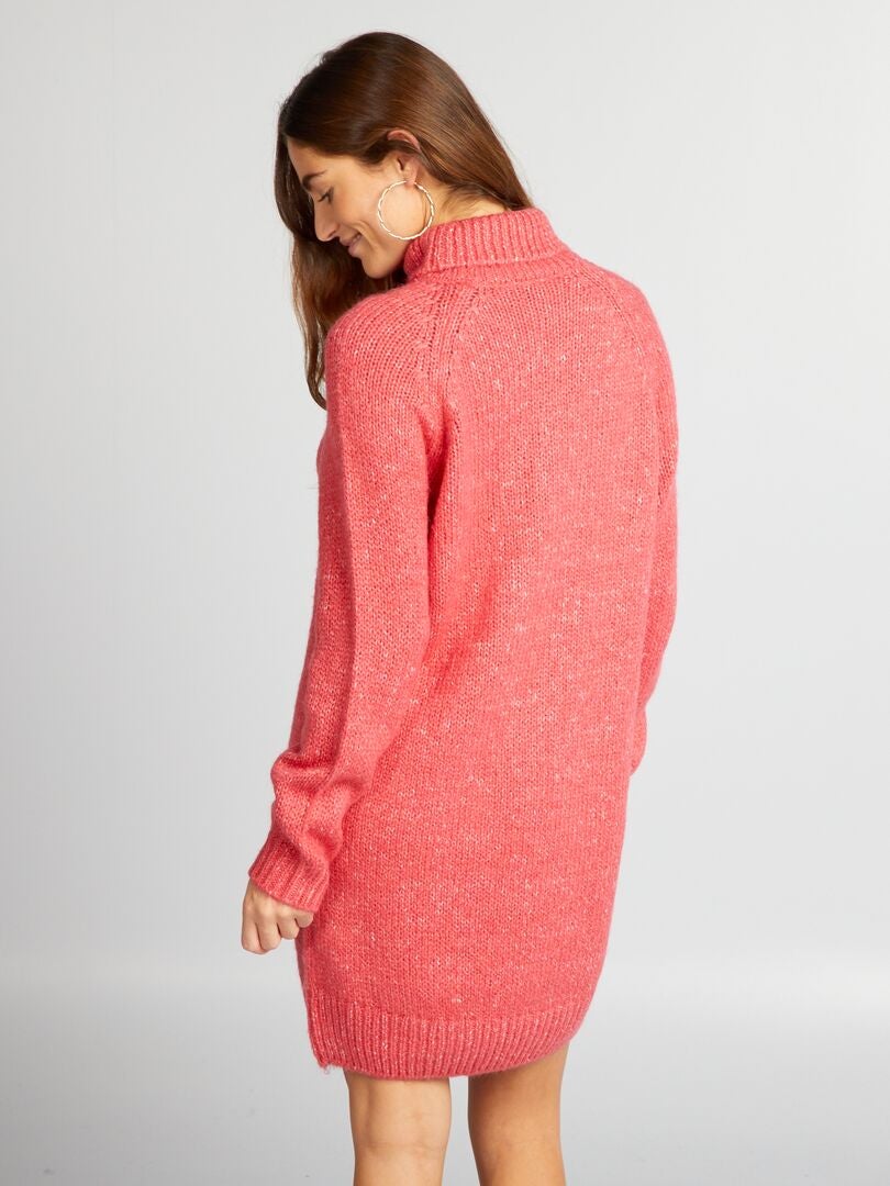 Robe Pull Courte En Maille Rose Kiabi