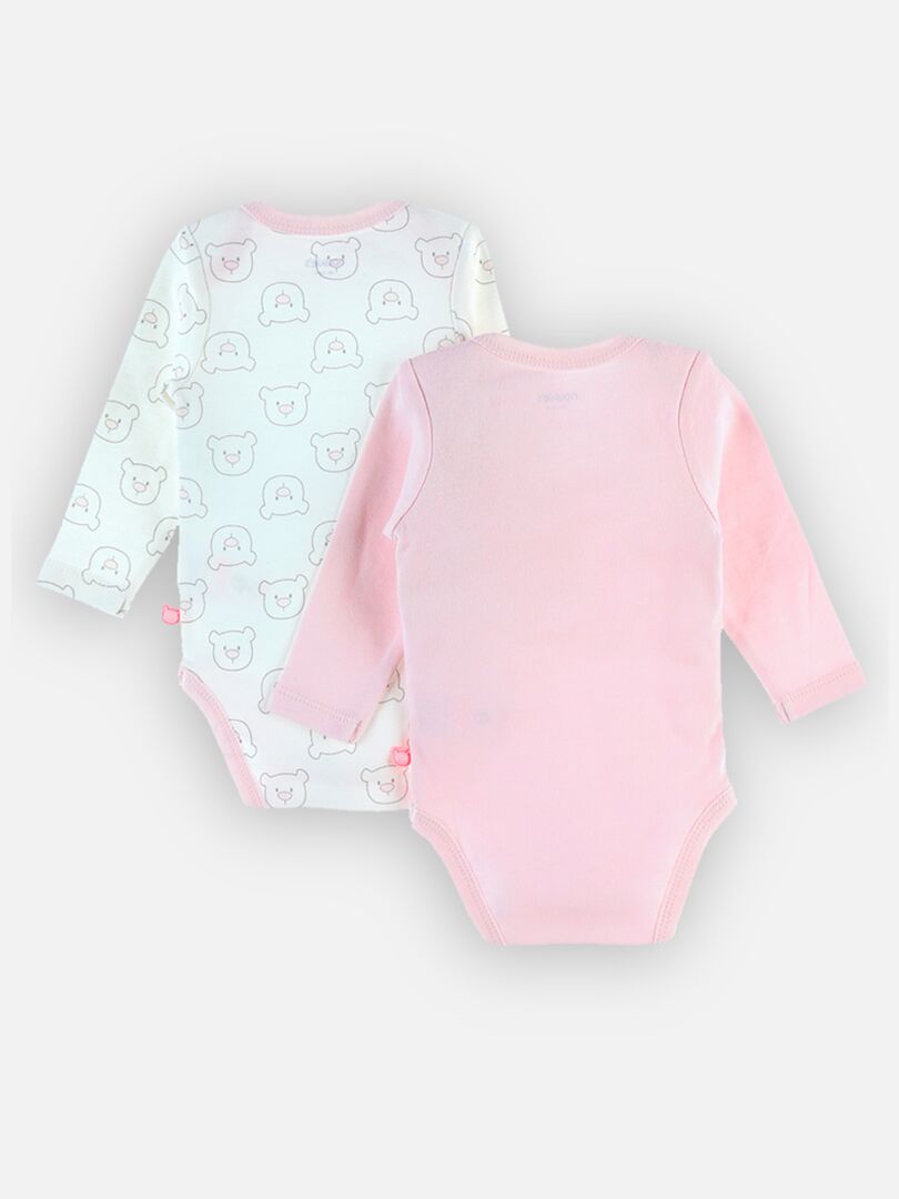 Set De Bodys Crois S En Coton Bio Rose Blanc Noukie S Rose Kiabi