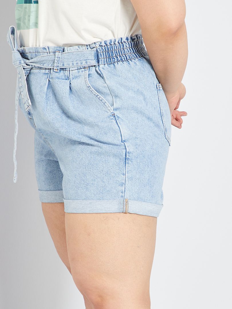 Short En Denim Avec Ceinture Bleu Kiabi