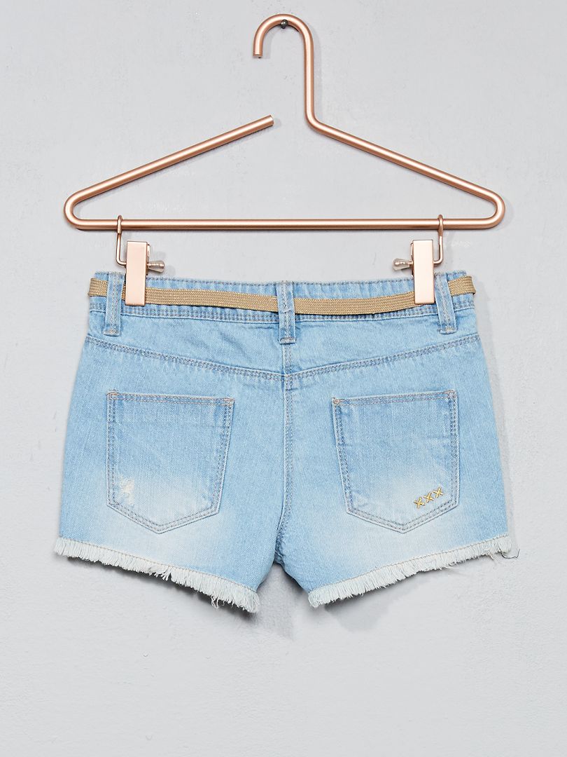 Short Jean Destroy Ceinture Denim Clair Kiabi