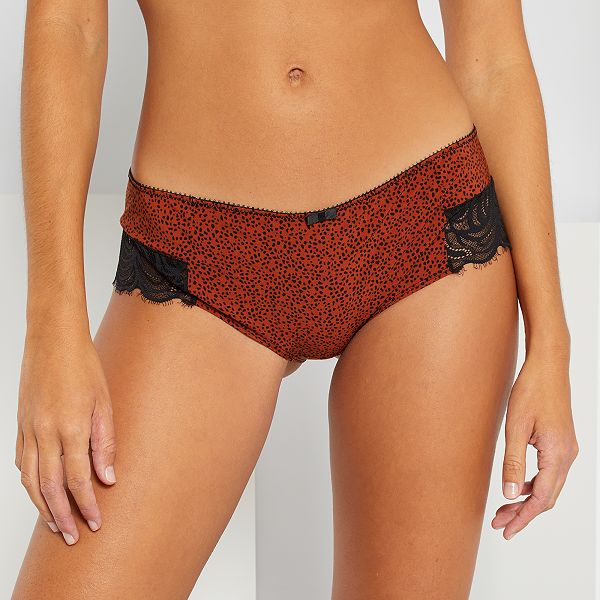 Shorty micro et dentelle Lingerie du s au xxl marron café Kiabi 6 00