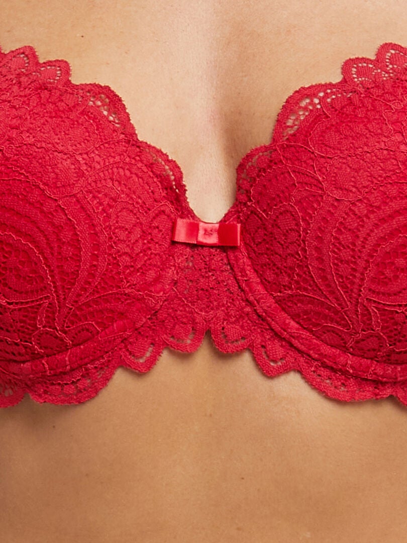 Soutien Gorge Ampli Emboitant Dentelle Rougegorge Lingerie Rouge