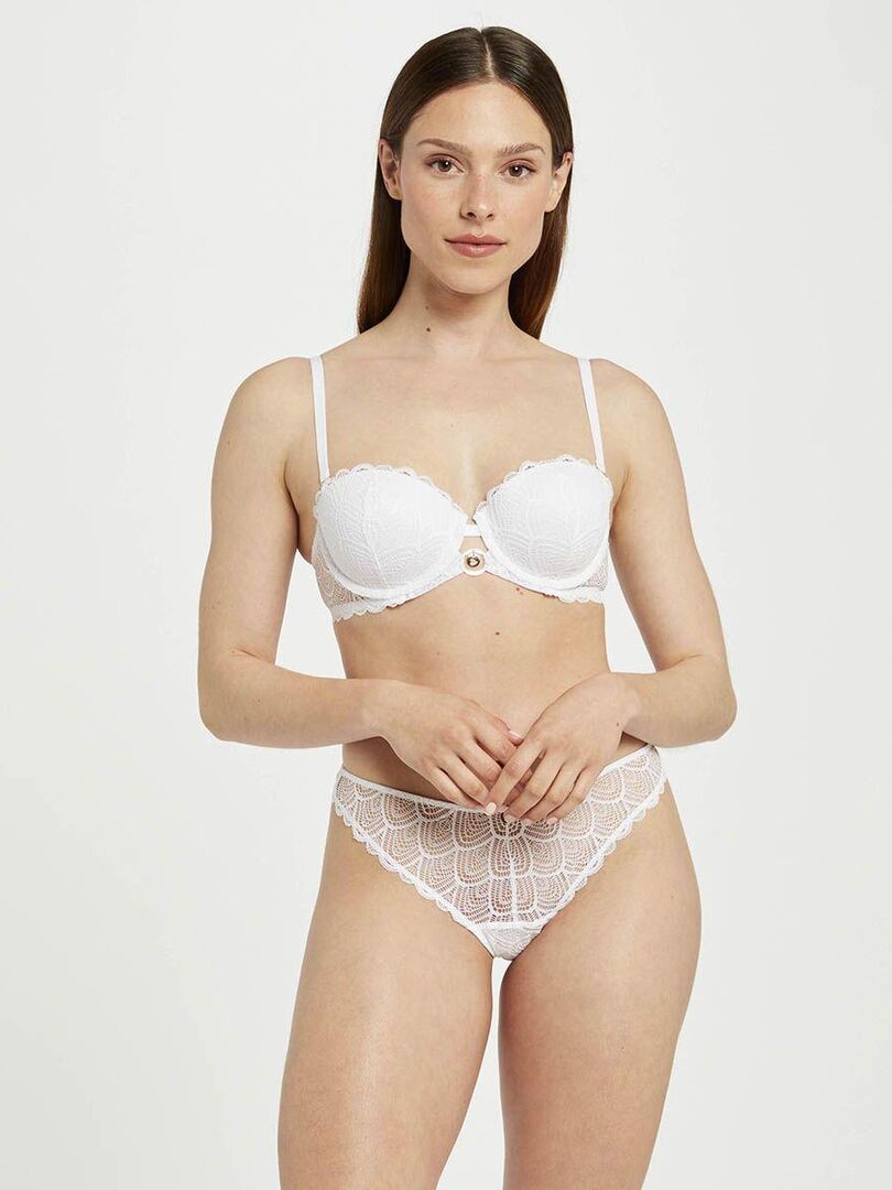 Soutien gorge ampliforme coque moulée JUSTINE DENTELLE Morgan Blanc