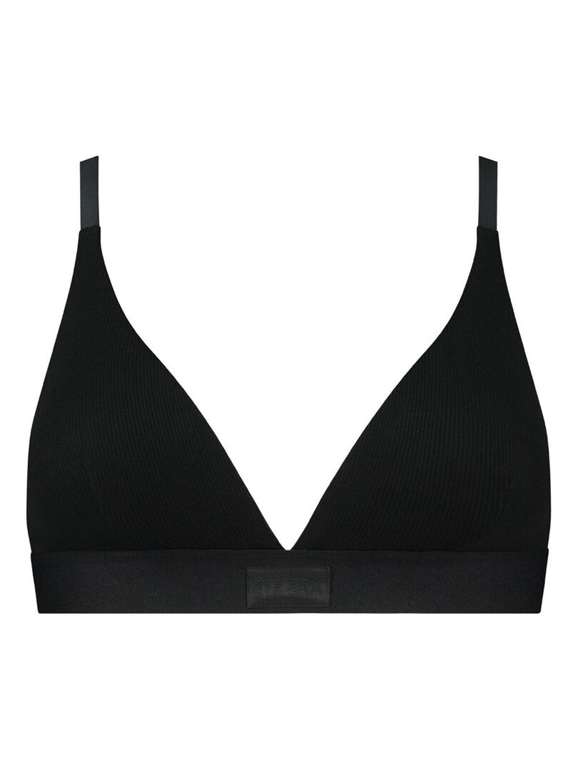 Soutien Gorge Ecovero Sans Armatures Natural Rib Noir Kiabi