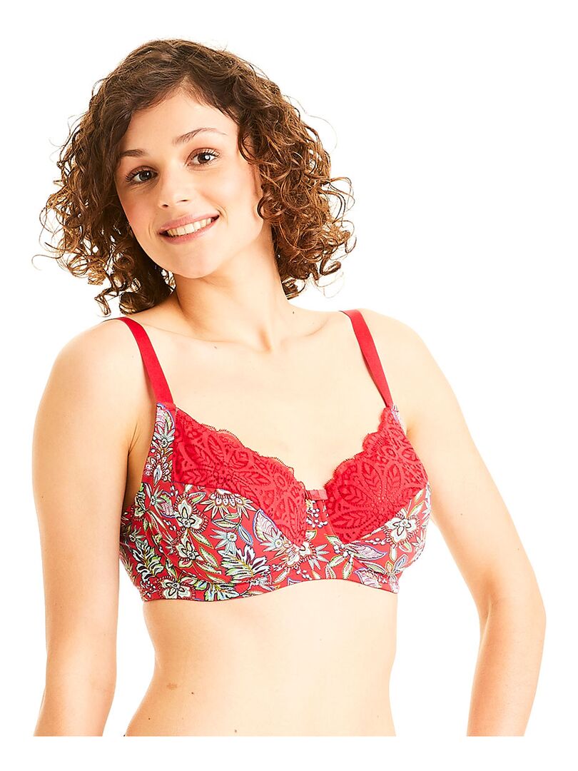 Soutien Gorge Grand Maintien ARIA Pomm Poire Gris Rouge Kiabi