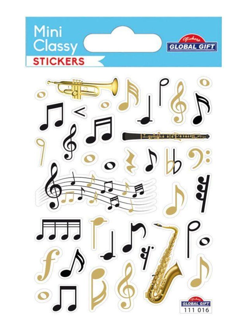 Stickers Notes Et Instruments De Musique Dorures 1 8 Cm N A