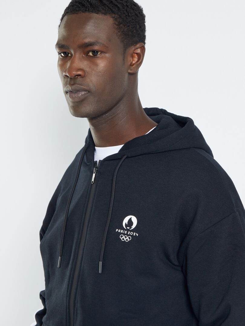 Sweat Capuche En Molleton Paris Noir Kiabi