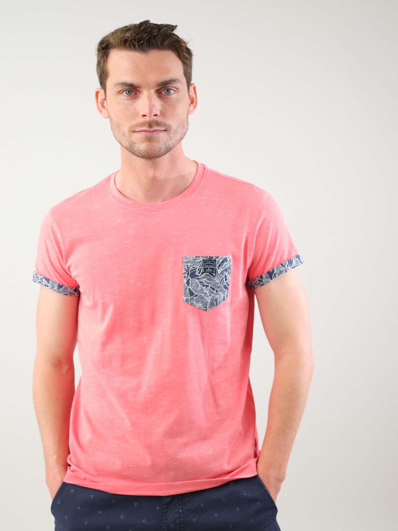 T Shirt En Coton Et Col Rond Pour Homme Deeluxe Orange Corail