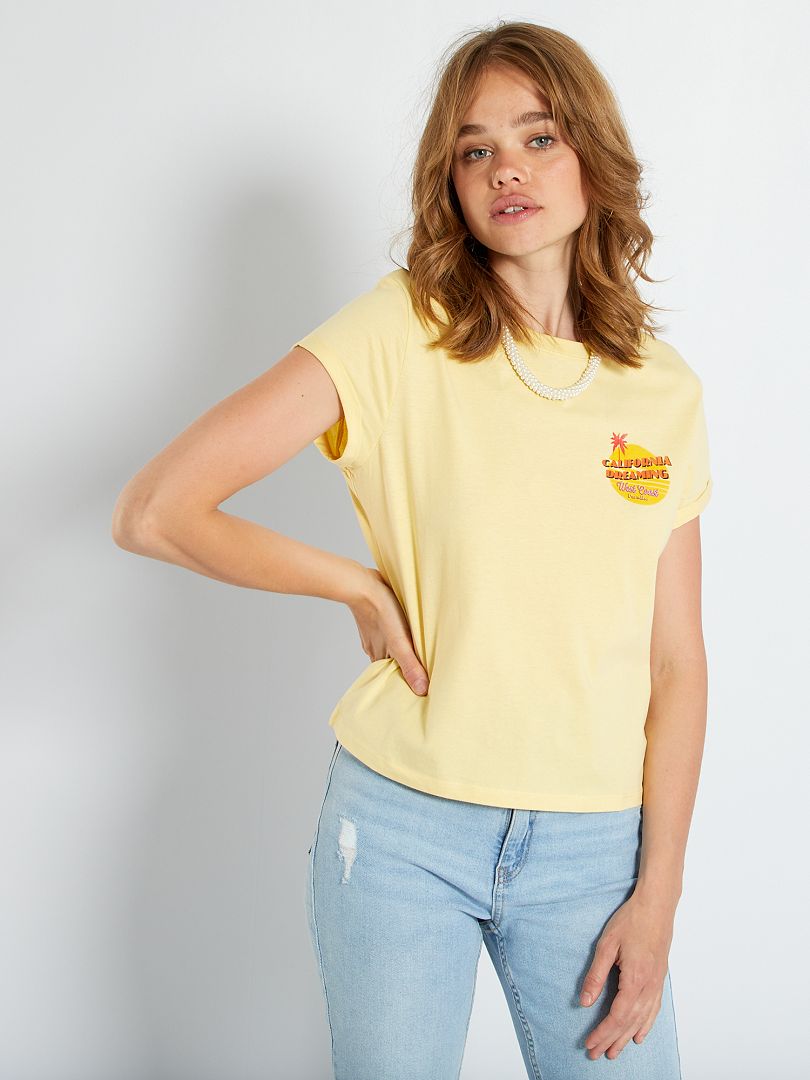 T Shirt Imprim Jaune Kiabi