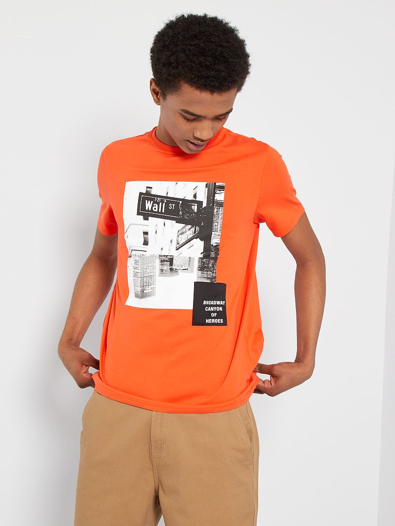 T Shirt Photoprint Orange Kiabi