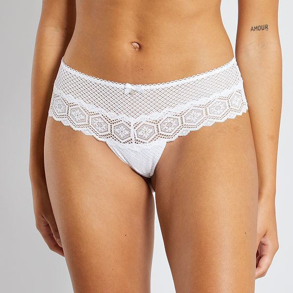 Tanga Dentelle Lingerie Du S Au Xxl Blanc Kiabi