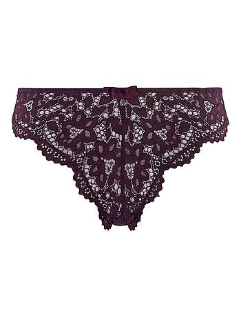 Tanga femme tangas dentelle imprimé microfibre brésilien violet