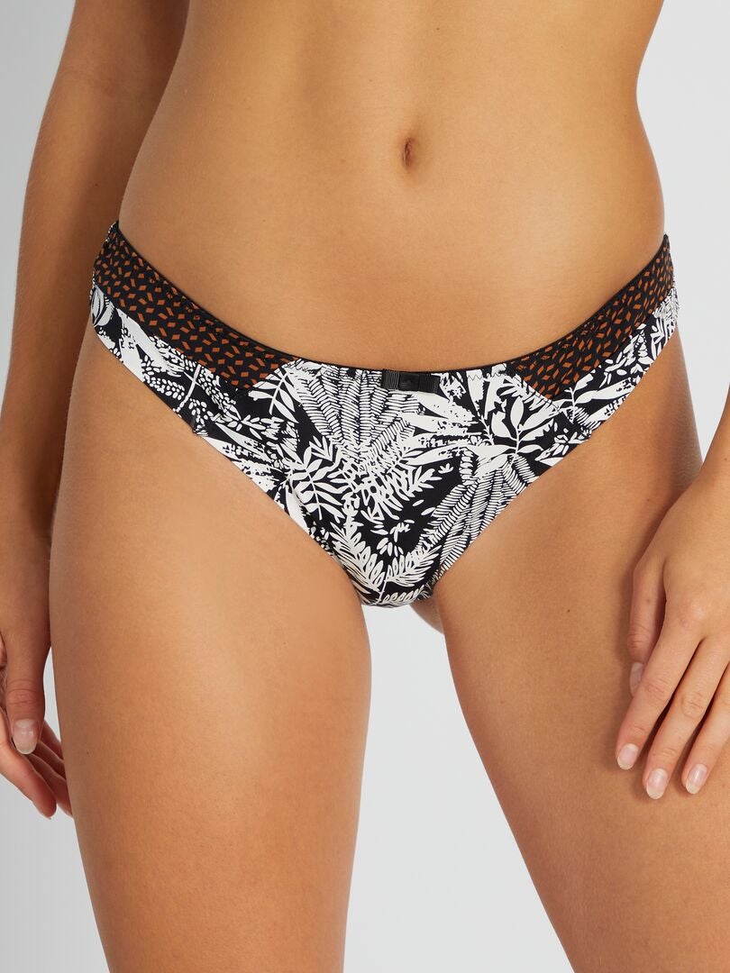 Tanga Imprim Envie De Lingerie Blanc Noir Kiabi