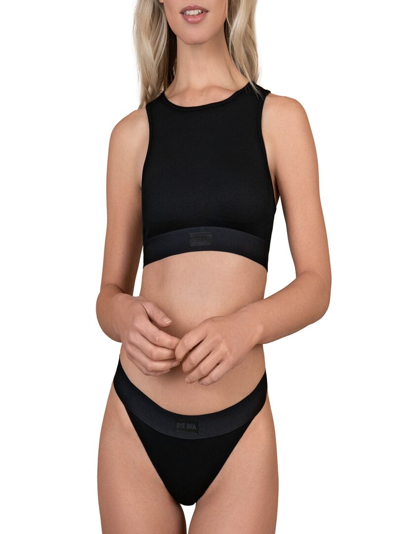 Tanga maille côtelée EcoVero Natural Rib Noir Kiabi 22 95