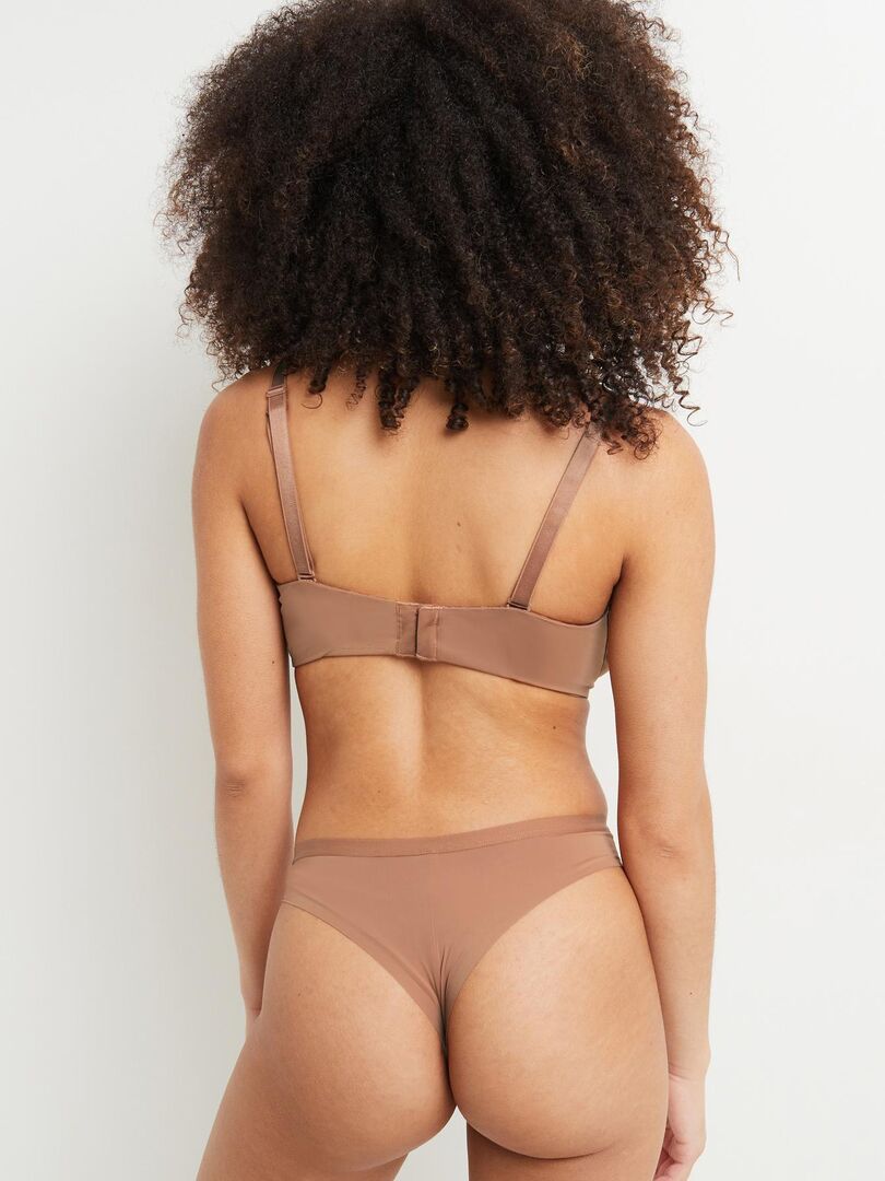 Tanga microfibre recyclee Invisible RougeGorge Lingerie Beige foncé