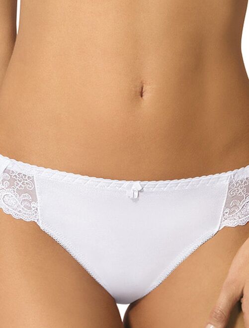 Tanga Femme Tangas Dentelle Imprim Microfibre Br Silien Blanc