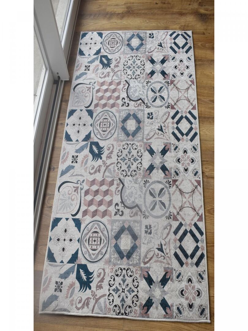 Tapis De Cuisine Motif Carreaux De Ciment CAROMENT A Marron Kiabi