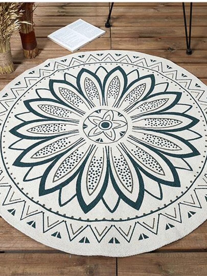 Tapis rond imprimé Mandala vert D90 Vert Kiabi 28 90