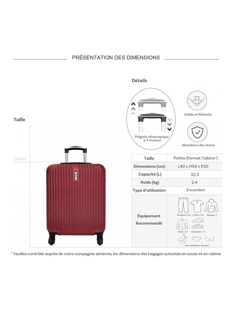 Valise Cabine Rigide Cm Abs Rouge Kiabi Nu