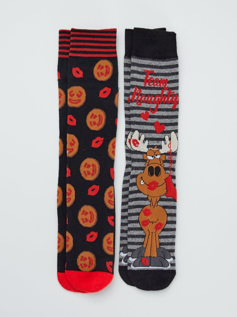 - Lot de 2 paires de chaussettes père Noël Bleu/rouge - Kiabi