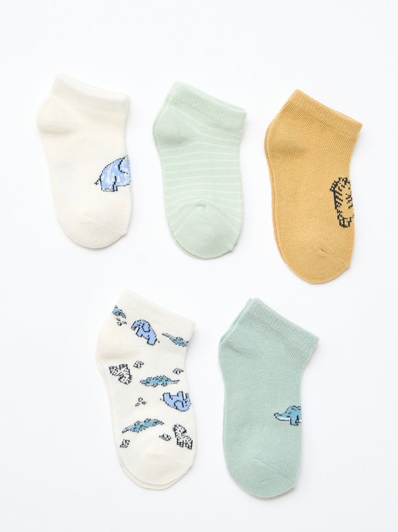- Lot de 5 paires de chaussettes invisibles Vert - Kiabi