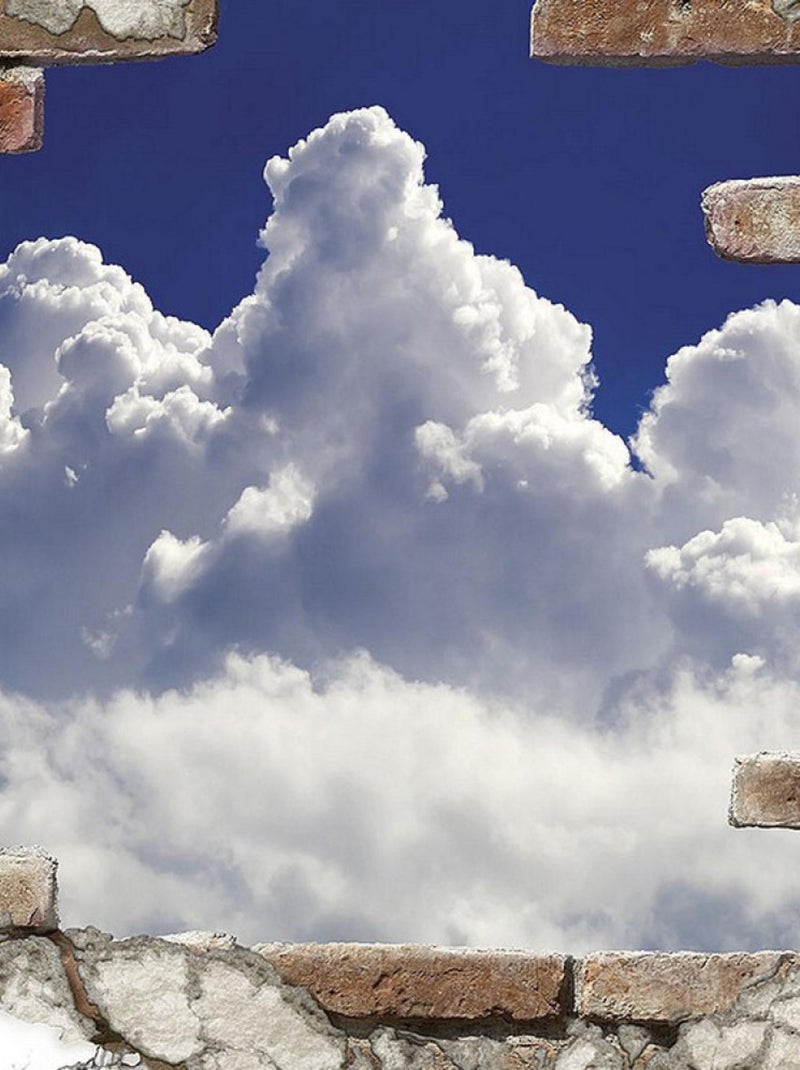 -Break Out Clouds-, Sticker Décoration Murale - 100x70 cm Bleu - Kiabi