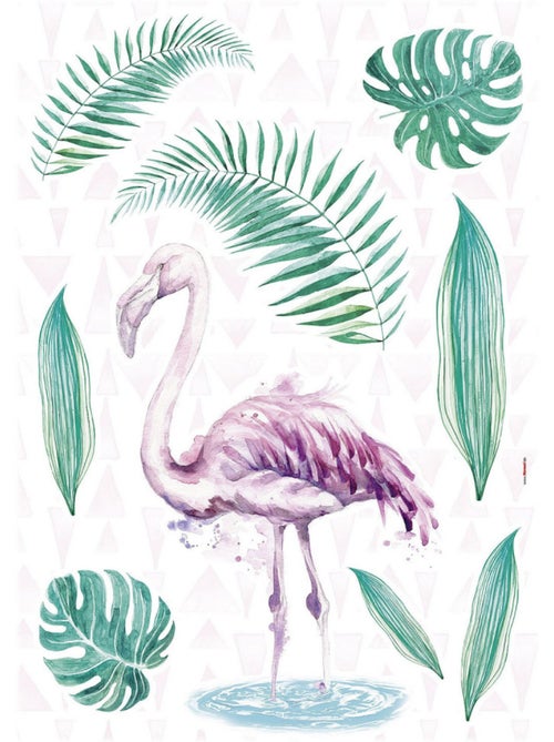 -Flamingo- Sticker Décoration murale Flamant Rose - 50x70cm - Kiabi