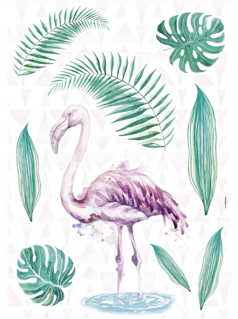 -Flamingo- Sticker Décoration murale Flamant Rose - 50x70cm Multicolore - Kiabi