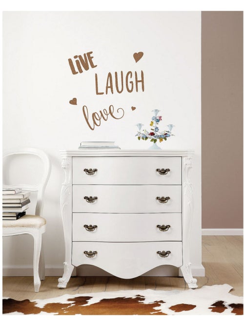 -Live Laugh Love- Sticker Décoration murale Vivre, rire et aimer - 50x70cm - Kiabi
