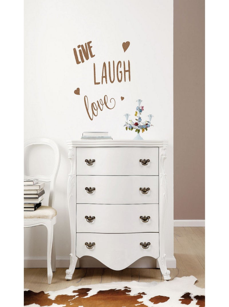 -Live Laugh Love- Sticker Décoration murale Vivre, rire et aimer - 50x70cm Rouge - Kiabi