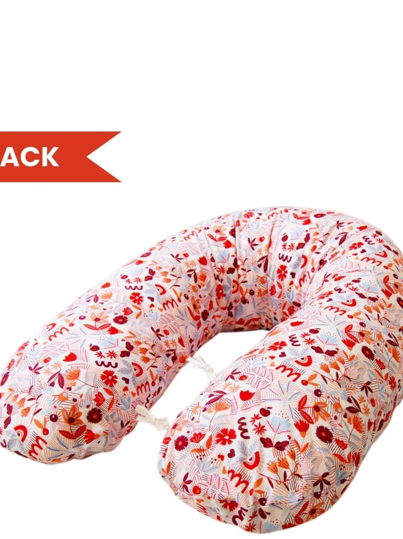 🇫🇷 PACK : Coussin d’Allaitement Floral (2housses) RECHARGEABLE - Fabrication Française Rose - Kiabi