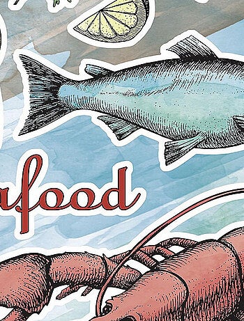 -Seafood- Sticker Décoration murale Fruit de Mer - 50x70cm