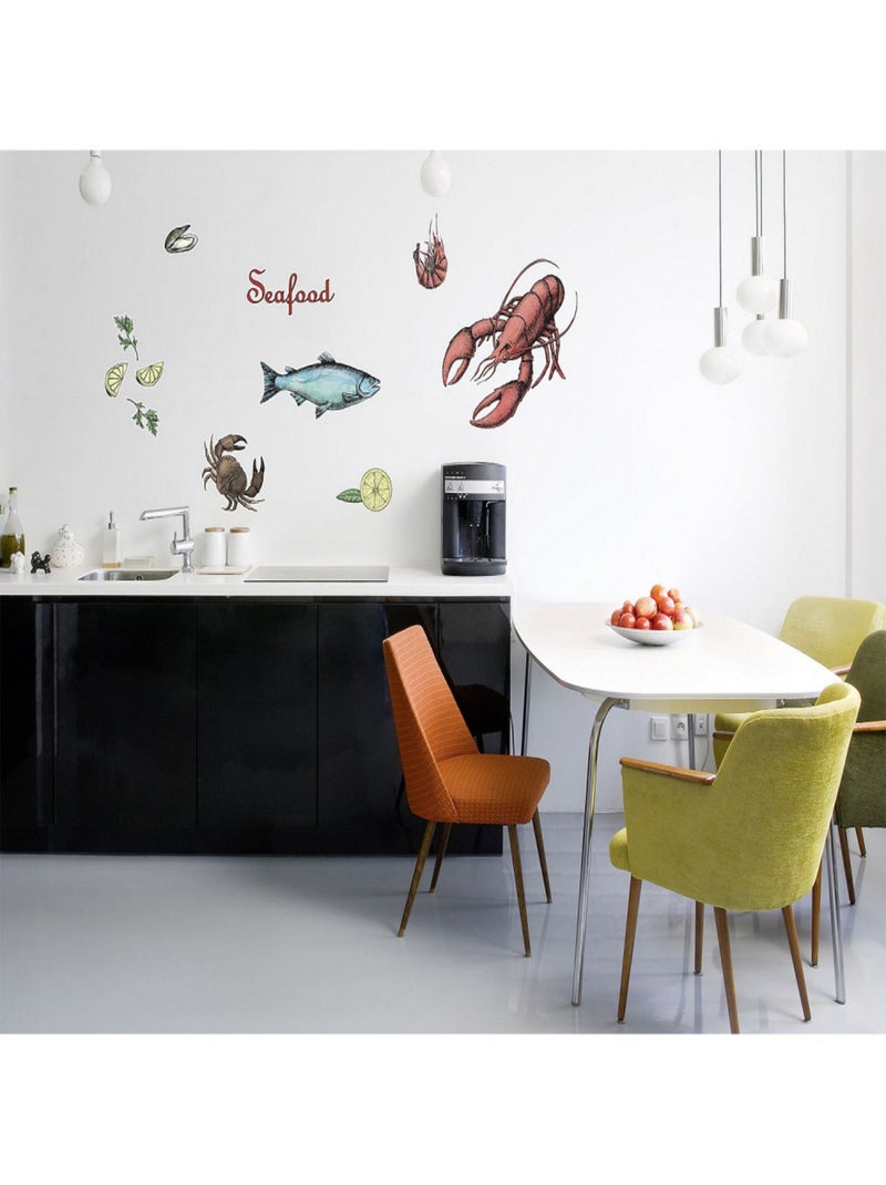 -Seafood- Sticker Décoration murale Fruit de Mer - 50x70cm Multicolore - Kiabi