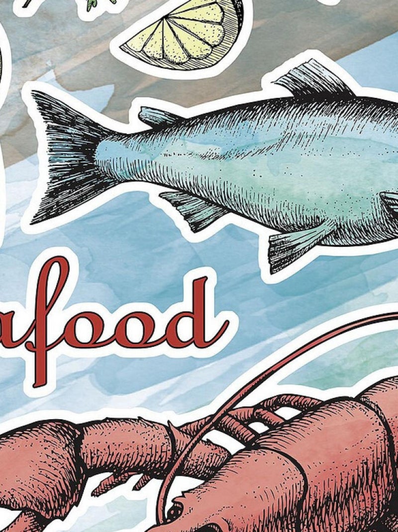 -Seafood- Sticker Décoration murale Fruit de Mer - 50x70cm Multicolore - Kiabi