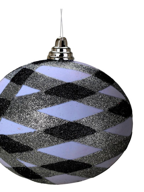 1 boule blanche argent et noir de noel - Kiabi