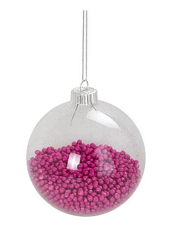 1 boule transparente avec bille rouge noel