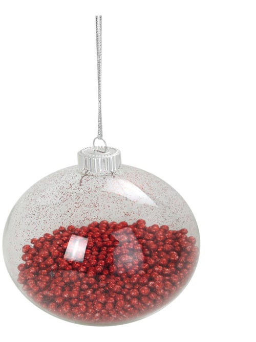 1 boule transparente avec bille rouge noel - Kiabi