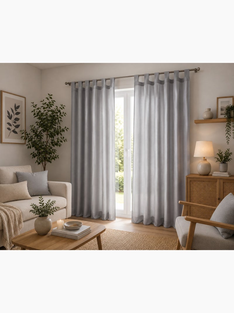 1 rideau a passants uni modele essentiel Gris clair - Kiabi