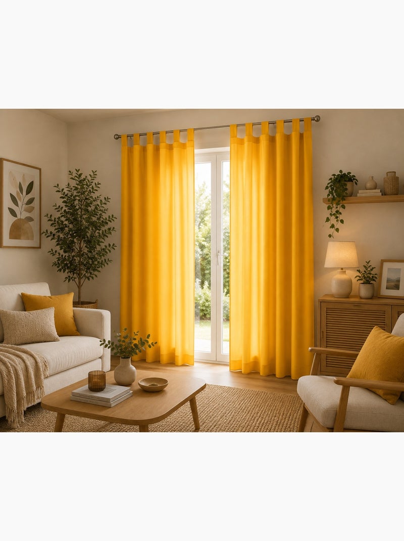 1 rideau a passants uni modele essentiel Jaune - Kiabi