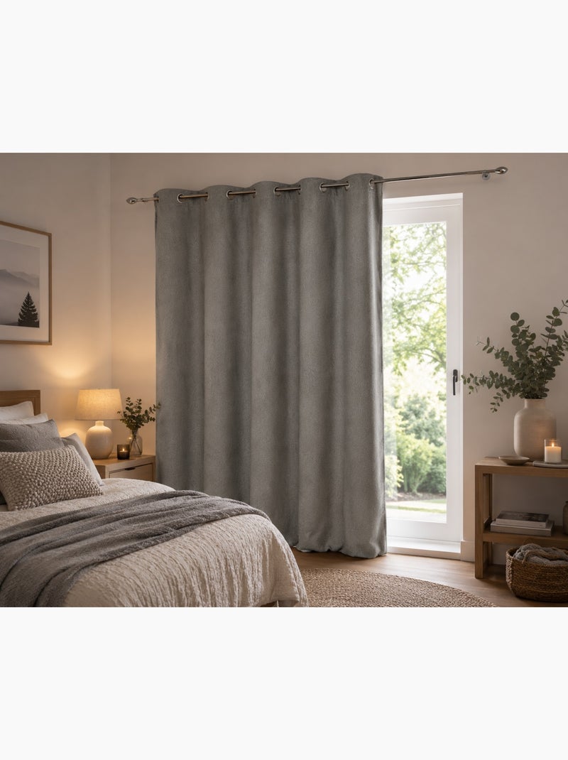 1 Rideau bouclette Wooly Gris - Kiabi