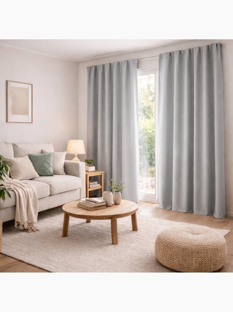 1 Rideau Occultant total Eclipse patte caché Gris clair - Kiabi