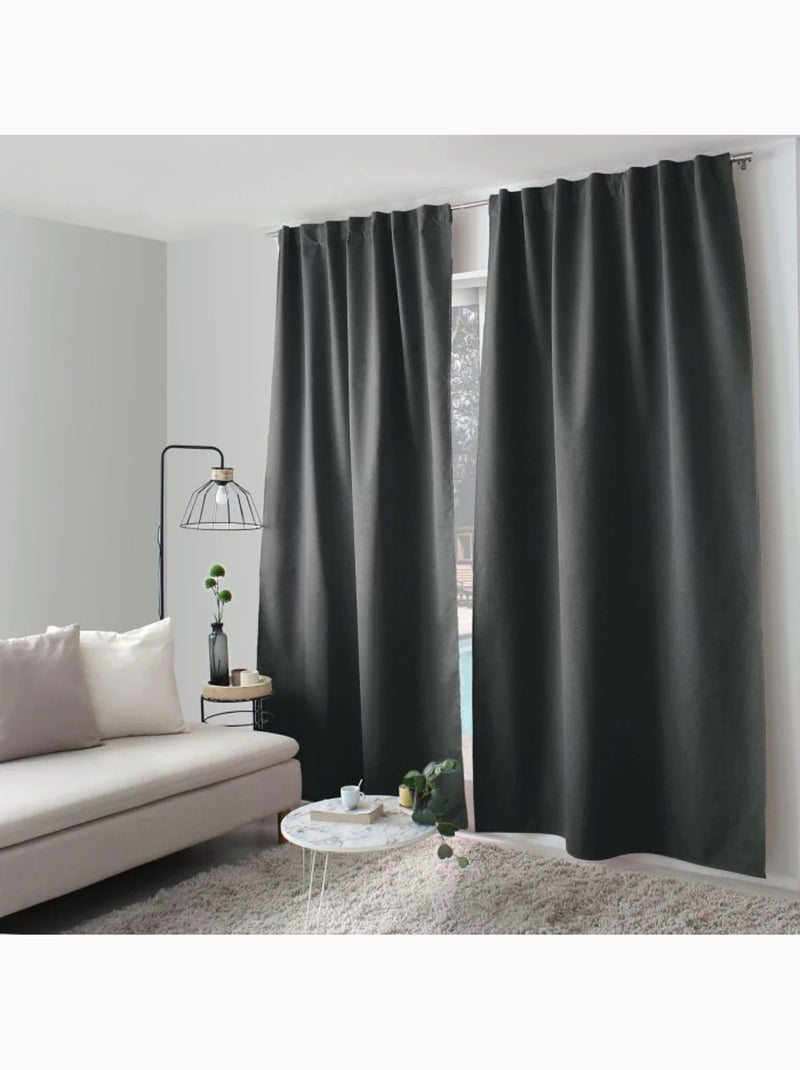 1 Rideau Occultant total Eclipse patte caché Gris foncé - Kiabi