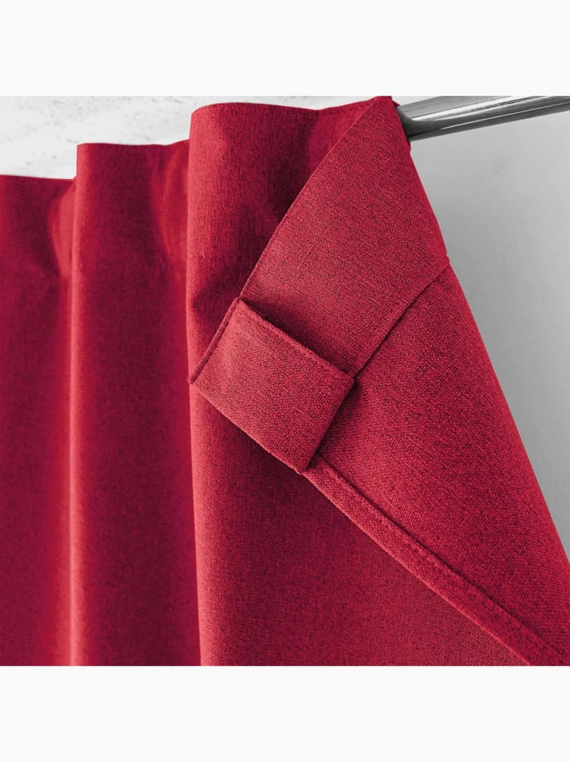 1 Rideau Occultant total Eclipse patte caché Rouge - Kiabi