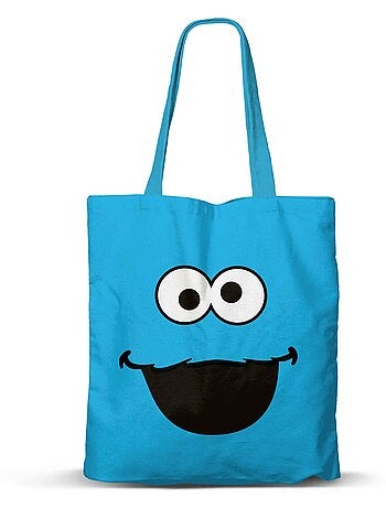 1, Rue Sésame Macaron Face Sac de Courses Shopping FAN, Bleu